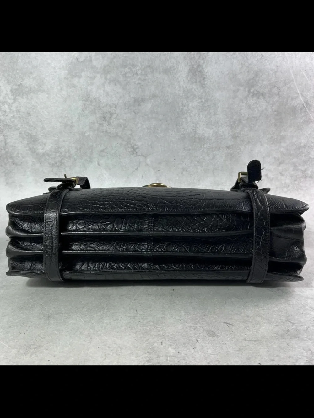 Mulberry Black Croc-Embossed Leather Briefcase with Detachable Strap